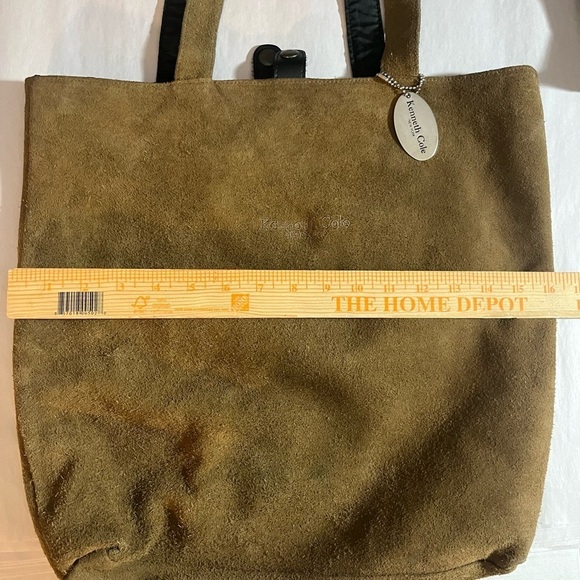 Vintage Kenneth Cole boho suede hobo grunge shoulder bag. Olive green - Picture 3 of 10